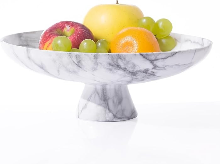 DN DECONATION White Resin Decorative Bowl for Modern Home Decor, 11.2" Large Pedestal Kitchen Fru... | Amazon (US)