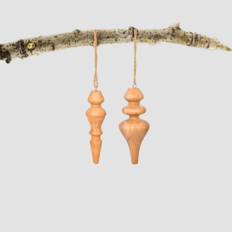 My Texas House 2 Count Wood Finial Shape Christmas Hanging Jumbo Ornament with Natural Finish, 8.... | Walmart (US)