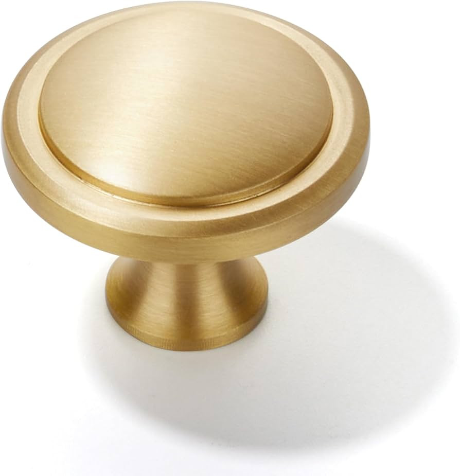 KOPPALIVE 5-Pack Solid Brass Cabinet Knobs, Round Gold Knobs for Dresser Drawers, Brushed Brass D... | Amazon (US)