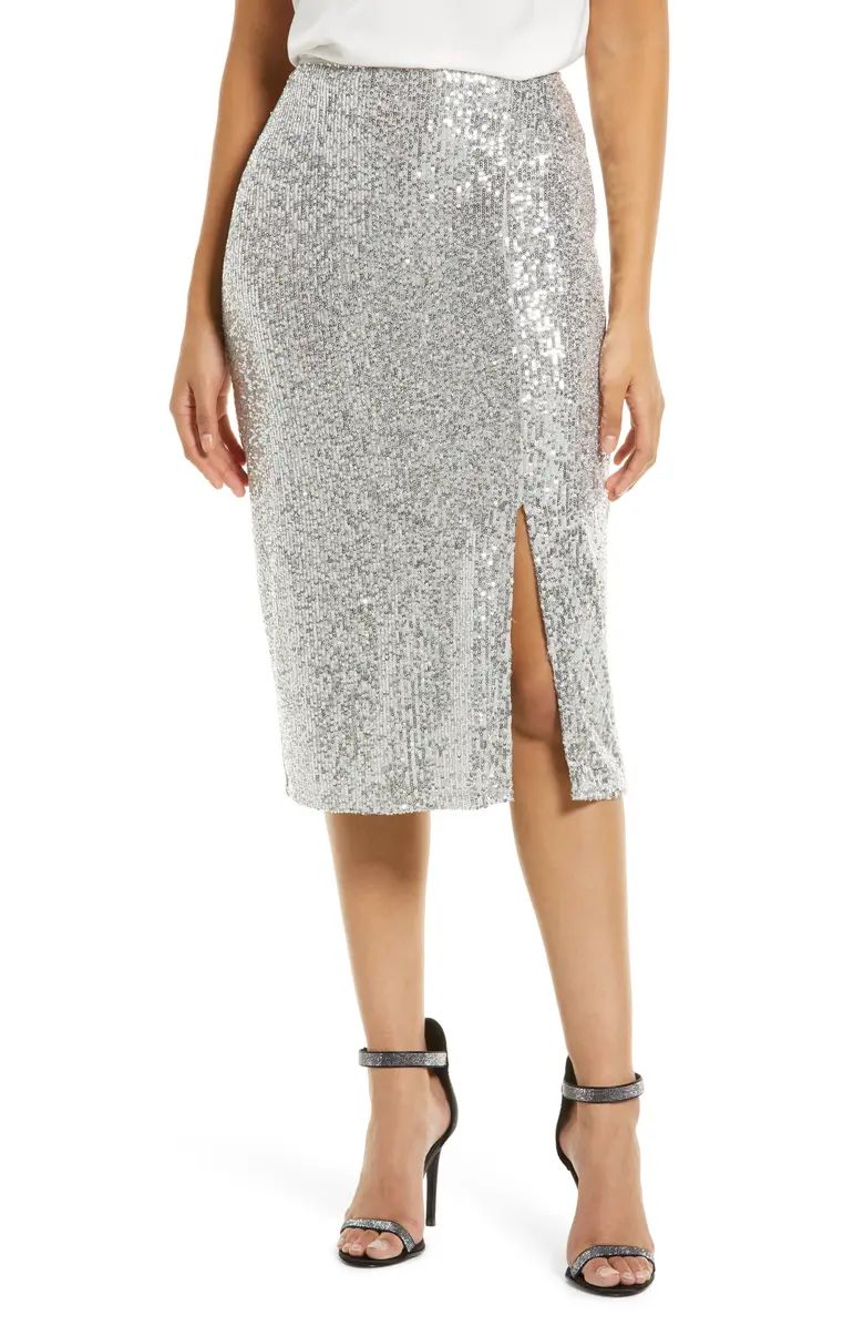 Halogen® Sequin Side Slit Skirt | Nordstrom | Nordstrom