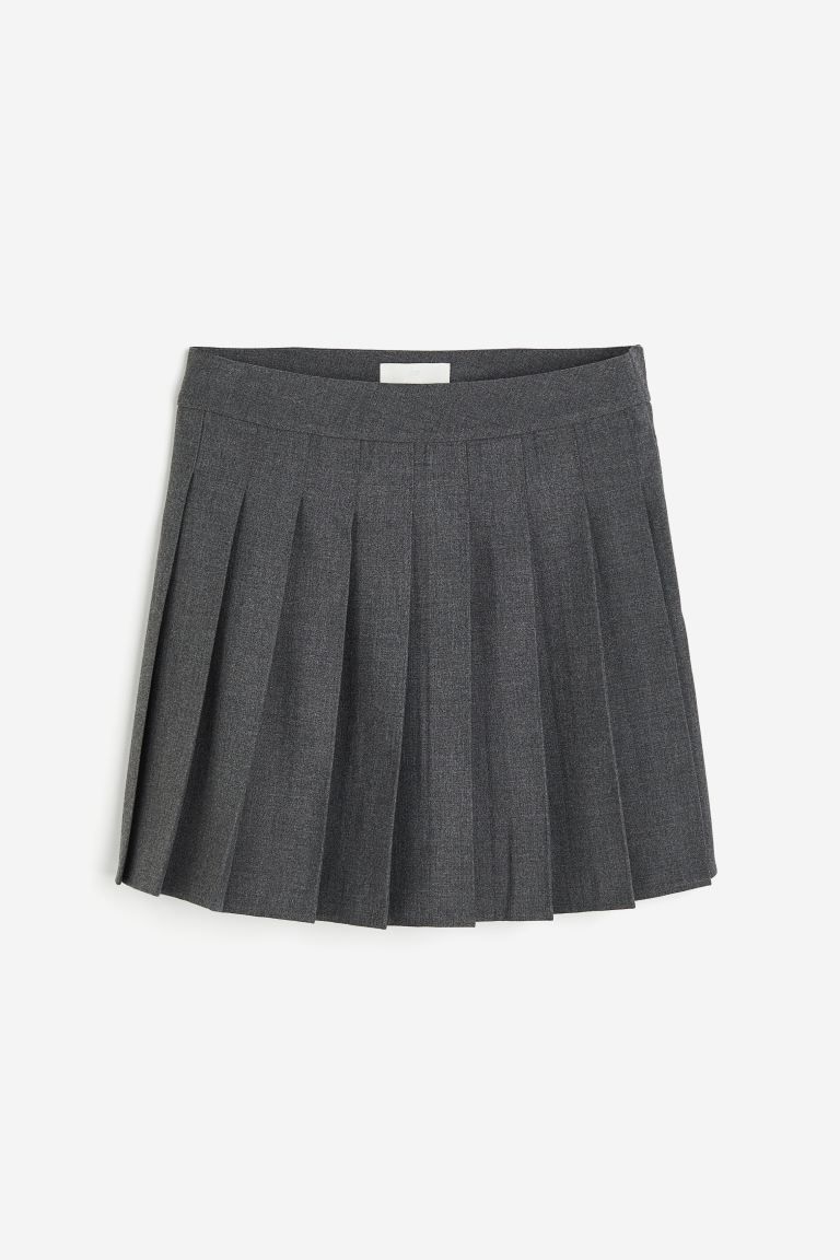Pleated Mini Skirt - Dark gray melange - Ladies | H&M US | H&M (US + CA)