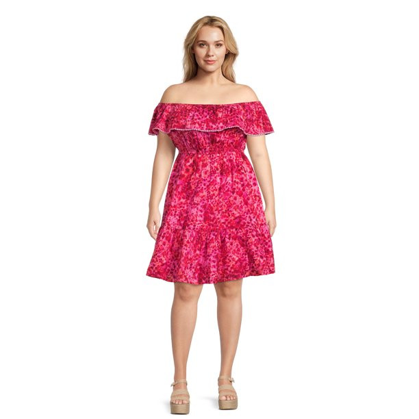 Terra & Sky Women's Plus Size Off The Shoulder Dress | Walmart (US)