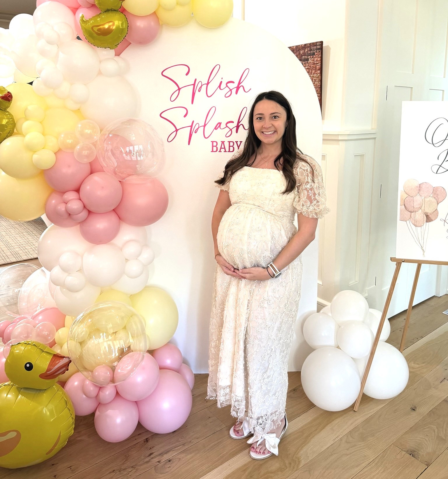 Baby shower dress from pink blush and shoes Kate Whitcomb 
#LTKMATERNITY
#LTKBUMP


#LTKBump
