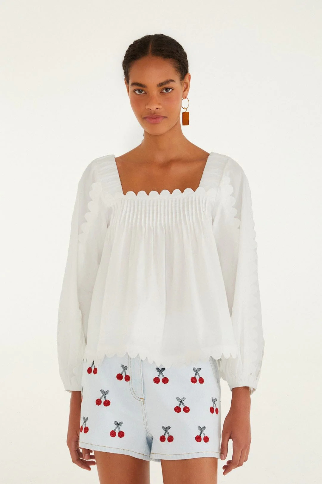 Off-White Long Sleeve Blouse | FARM Rio | FarmRio (US)