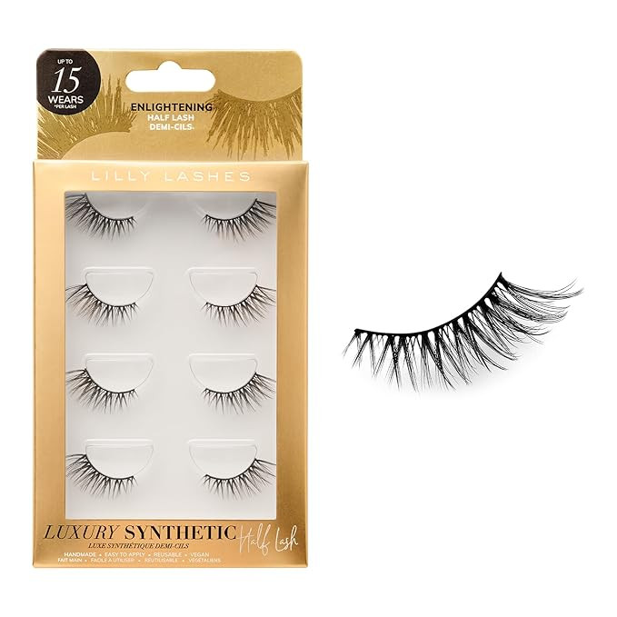 Lilly Lashes Luxury Synthetic Half Lashes (Pack of 4), False Eyelashes, Natural Looking Wispy Las... | Amazon (US)