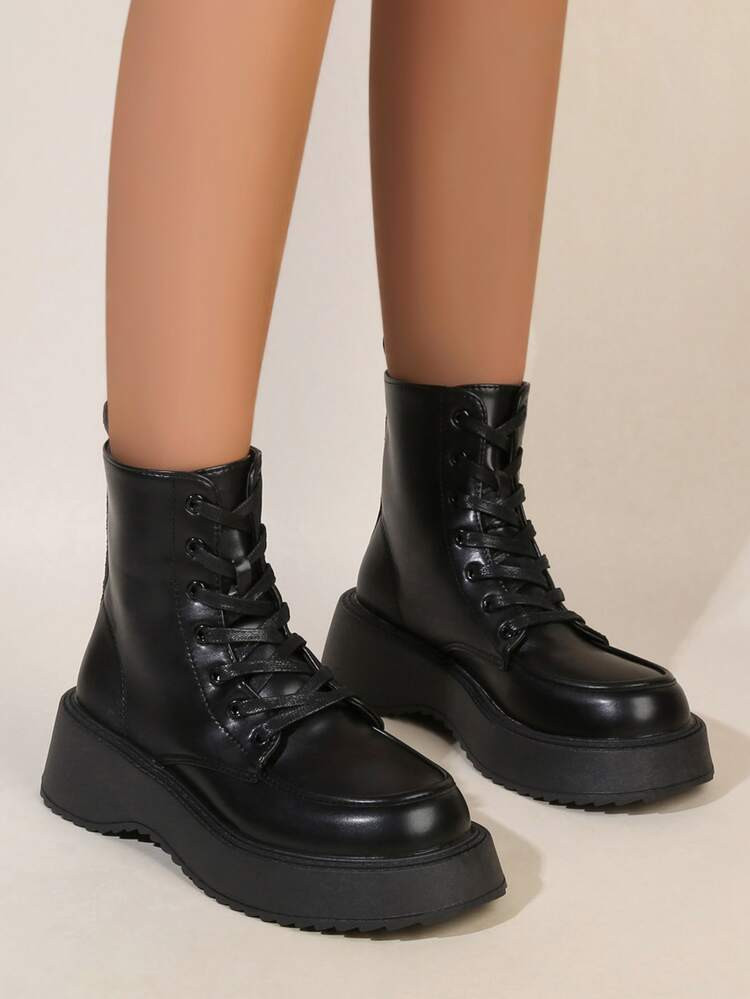 New
     
      Minimalist Lace-up Front Combat Boots | SHEIN