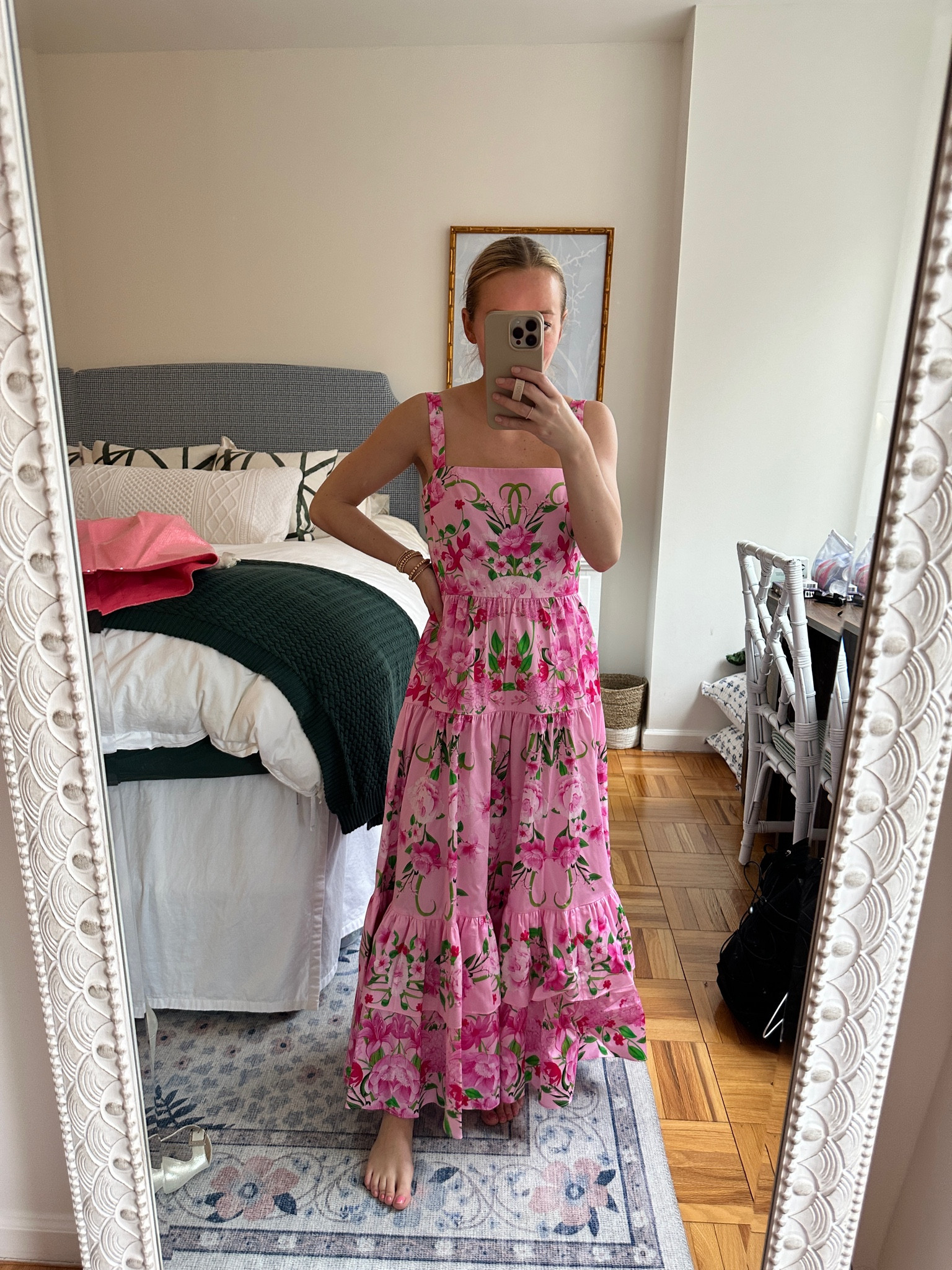 Pink and green block print midi dress, spring break outfit 

#LTKSeasonal #LTKstyletip #LTKfit