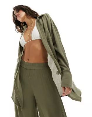 Southbeach oversized beach shirt in olive | ASOS | ASOS (Global)