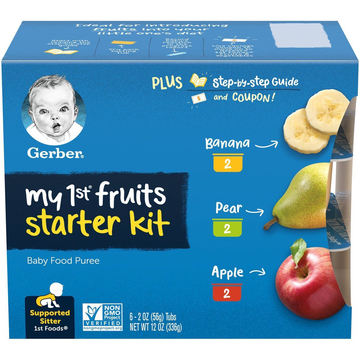 Gerber My 1st Fruits Starter Kit Banana Pear Apple Baby Food Tubs - 6ct/12oz | Target
