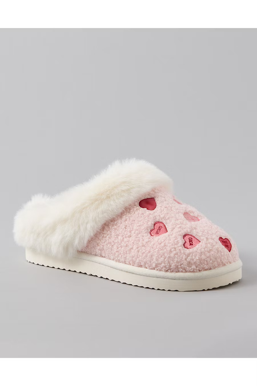 AE Candy Hearts Scuff Slipper Women's Light Pink 11 | American Eagle Outfitters (US & CA)