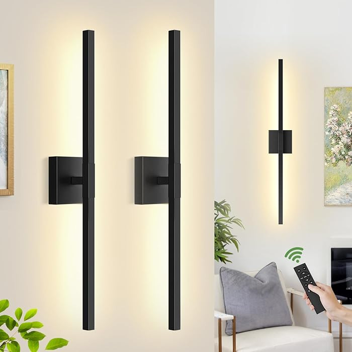 2 Pack 30" Wireless Wall Sconces Set of Two, 360° Rotate 8000mAh Rechargeable Wall Lights with T... | Amazon (US)