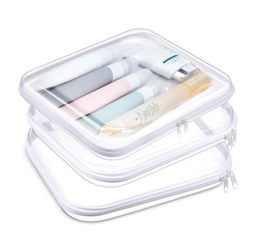 Aimery 3Pack Clear Hard Shell Zipper Case Large, Clear Plastic Zip Pencil Case Hard Shell, Portable Storage Zipper Pouch For Snacks Toy Cosmetics Toiletries | Amazon (US)
