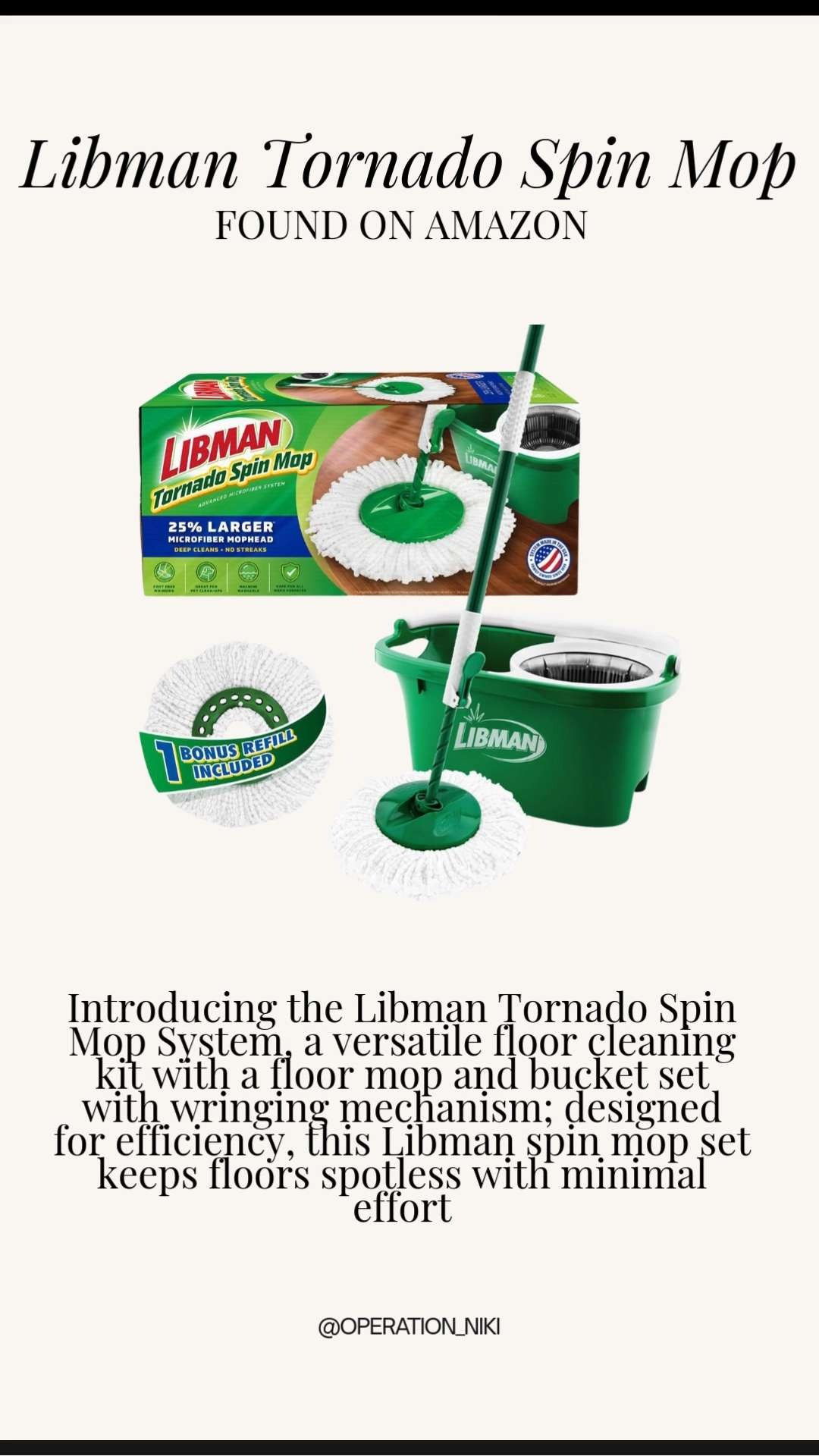 Fast spins, cleaner floors, less effort. The Libman Tornado Spin Mop makes messes quick to handle without overthinking the process.

Follow for more @OPERATION_NIKI on IG, TikTok, & Facebook 💛

#libman #spinmop #cleaningmusthaves #amazonfinds #homecleaning #floormop #cleaningtools #operationniki 

 #LTKHome #LTKFindsUnder50 #LTKFindsUnder100