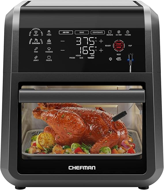 CHEFMAN ExacTemp™ 12 Quart 5-in-1 Air Fryer with Integrated Smart Cooking Thermometer, 28 Touch... | Amazon (US)