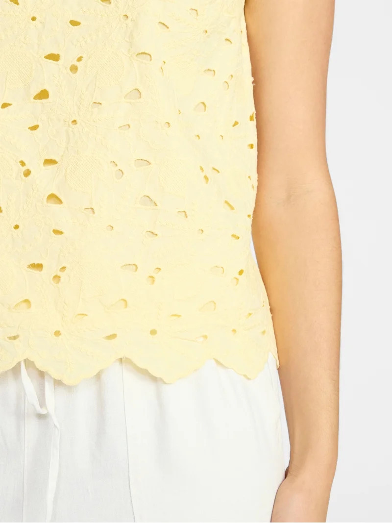 Time and Tru Women's and Women's Plus Sleeveless Cotton Eyelet Top, Sizes XS-4X | Walmart (US)