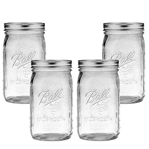Ball Mason Jar-32 oz. Clear Glass Wide Mouth - Set of 4 - Walmart.com | Walmart (US)
