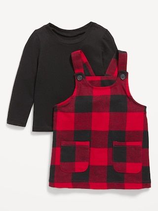 Plaid Flannel Skirtall and Long-Sleeve Jersey Top Set for Baby | Old Navy (US)