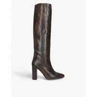 Block-heel snake-embossed leather knee-high boots | Selfridges