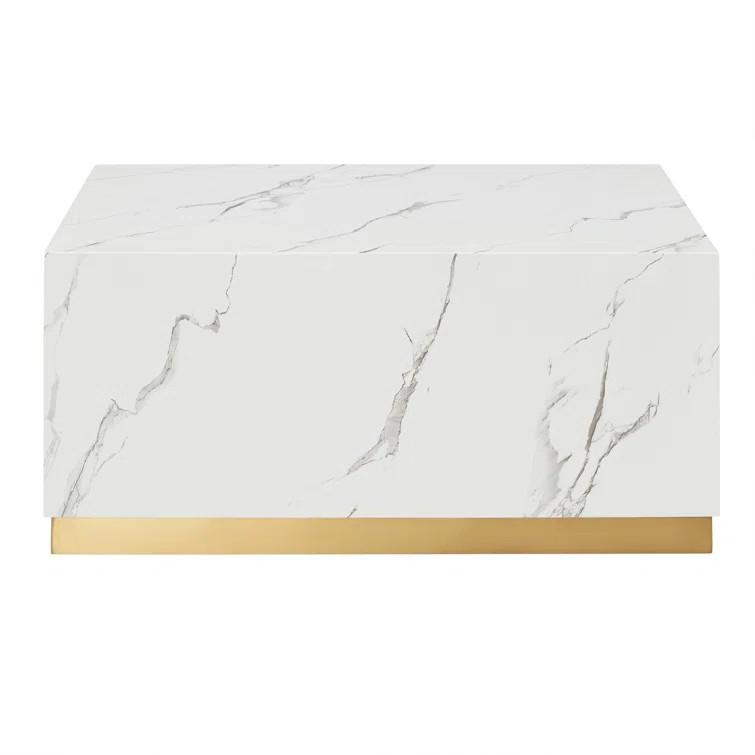 Roman Faux Marble Square Table With Casters | Wayfair Professional