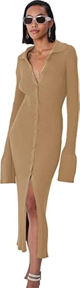 Women's Long Sleeve Button Down Cardigan Outwear Bodycon Knit Sweater Dress | Amazon (US)