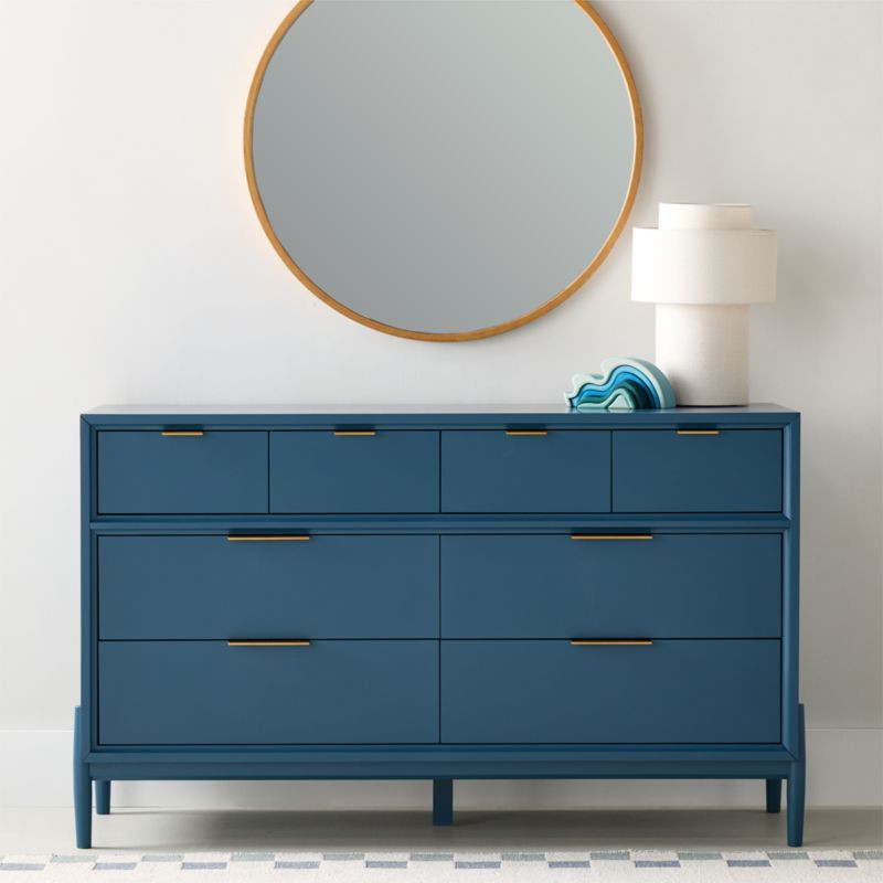 Bodie 54" Blue Wood Wide 8-Drawer Kids Dresser + Reviews | Crate & Kids | Crate & Barrel