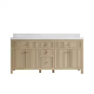 Willow Collections Sonoma Oak 72 in. W x 22 in. D x 36 in. H Double Sink Bath Vanity in White Oak... | The Home Depot