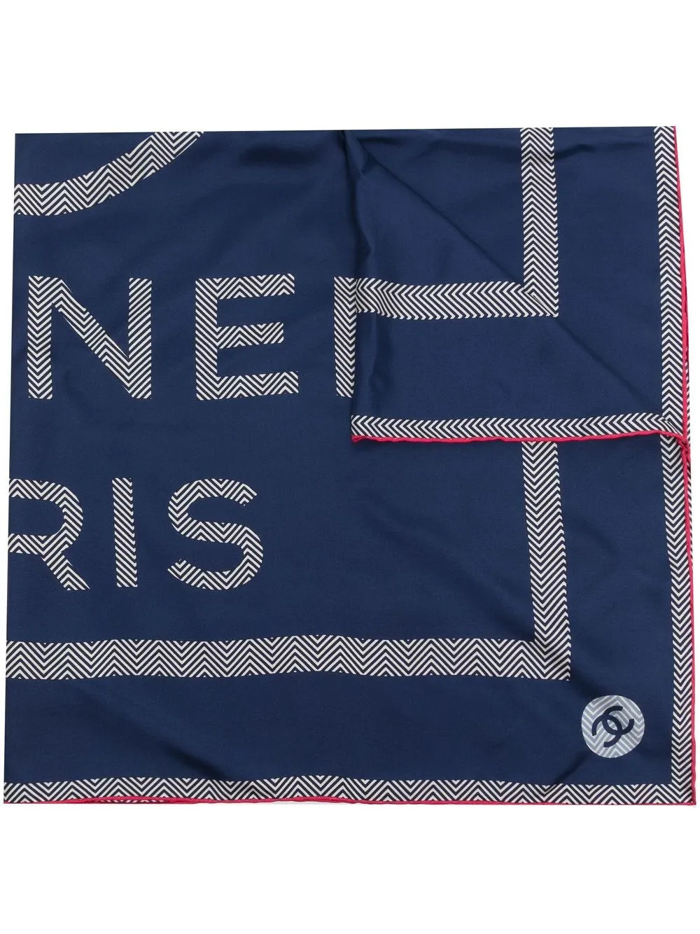 CHANEL Pre-Owned logo print silk scarf - Blue | Farfetch Global