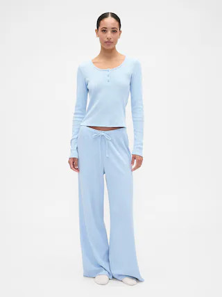Waffle-Knit Wide-Leg PJ Pants | Gap Factory