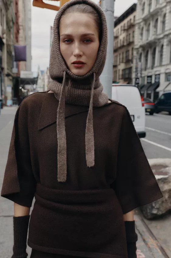 RIBBED KNIT HOOD | Zara UK