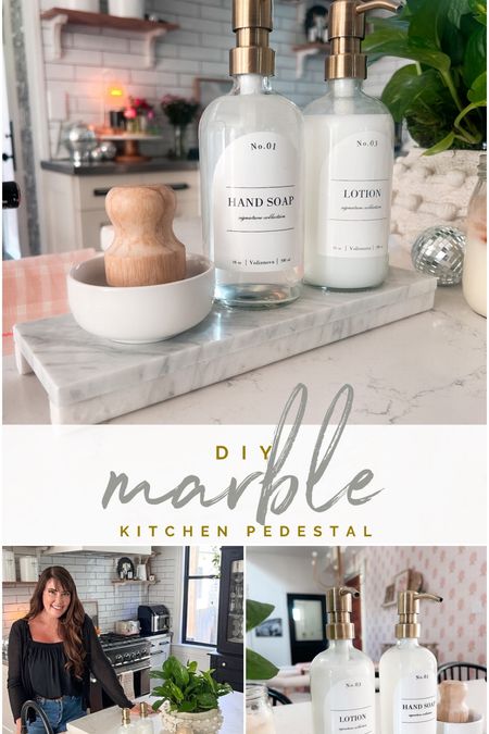 Make a DIY marble kitchen pedestal - elevate your kitchen with this beautiful pedestal in less than 5 minutes! 

#LTKHome #LTKSeasonal #LTKFamily