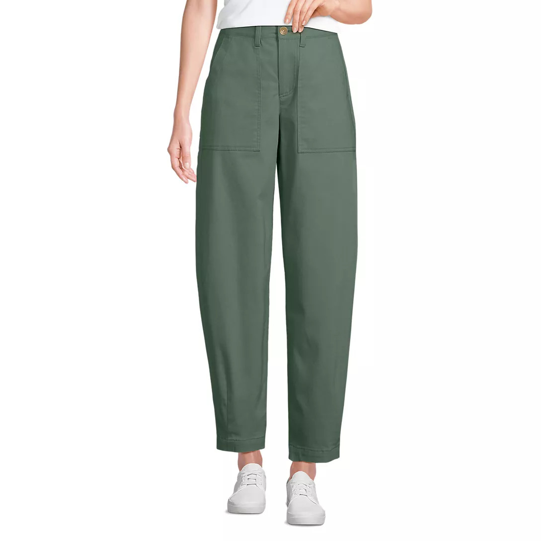 Women's Chino High Rise Barrel Leg Utility Ankle Pants | Lands' End (US)
