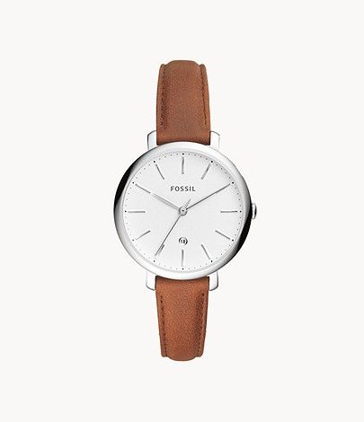 Jacqueline Three-Hand Date Brown Leather Watch | Fossil (US)