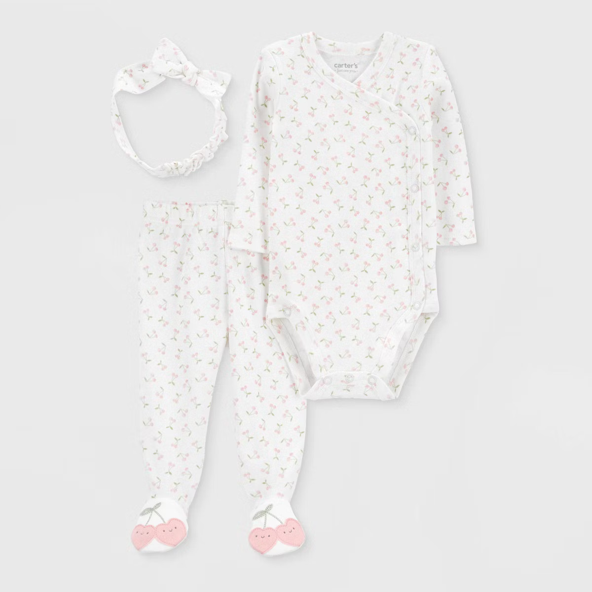 Carter's Just One You® Baby Girls' 3pc Footed Headband Top & Bottom Set - Pink | Target