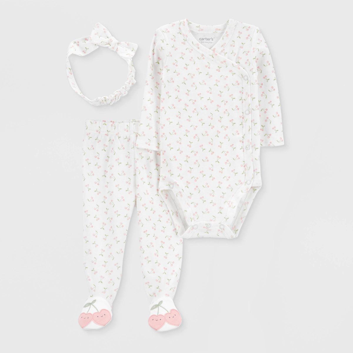 Carter's Just One You® Baby Girls' 3pc Footed Headband Top & Bottom Set - Pink | Target
