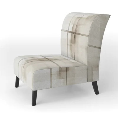 Abstract Minimalism Upholstered Chair - Neutral Grid Balance Slipper Chair | Wayfair North America
