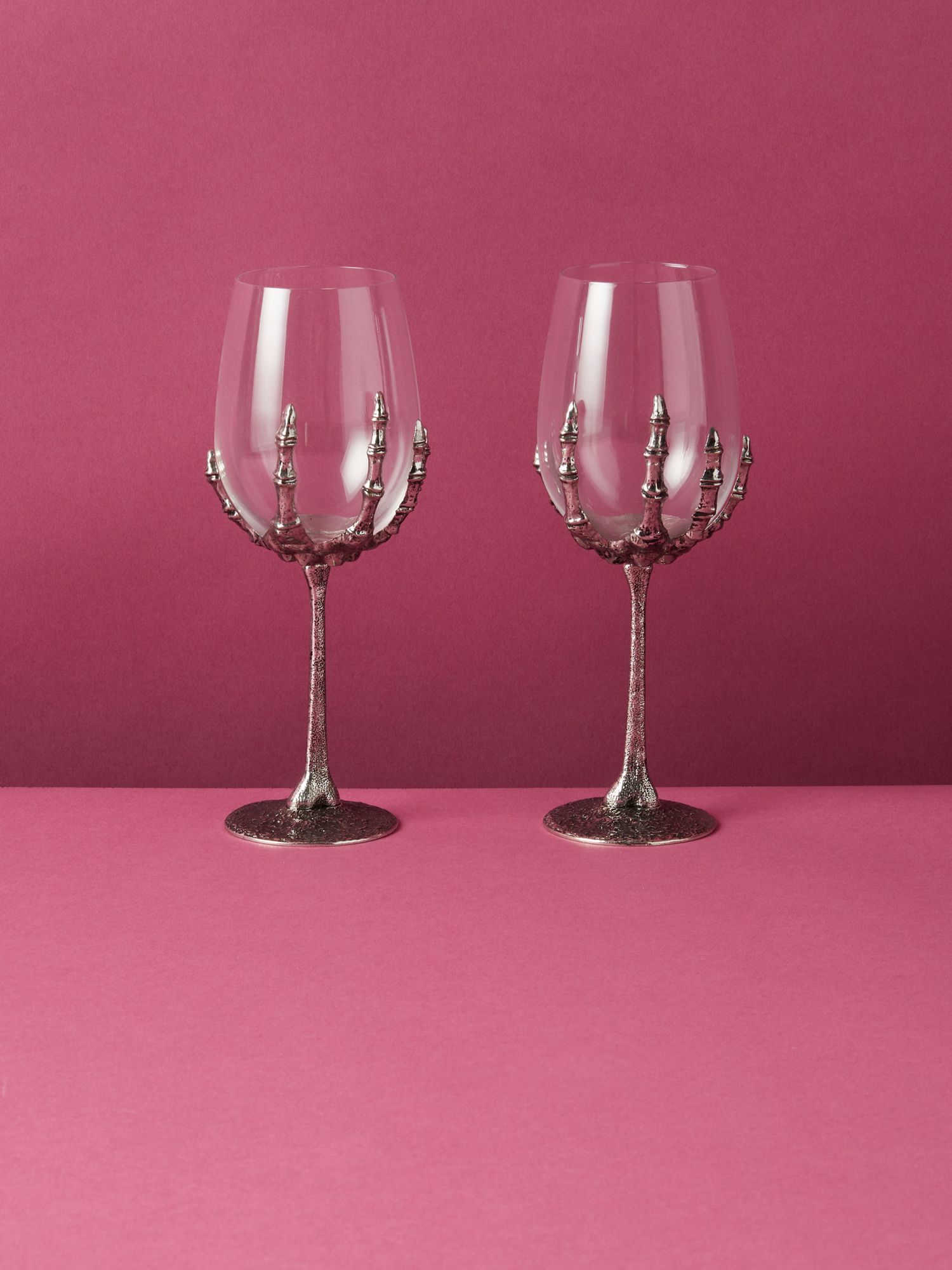 2pk 10in Metal Skeleton Hand Wine Glasses | HomeGoods