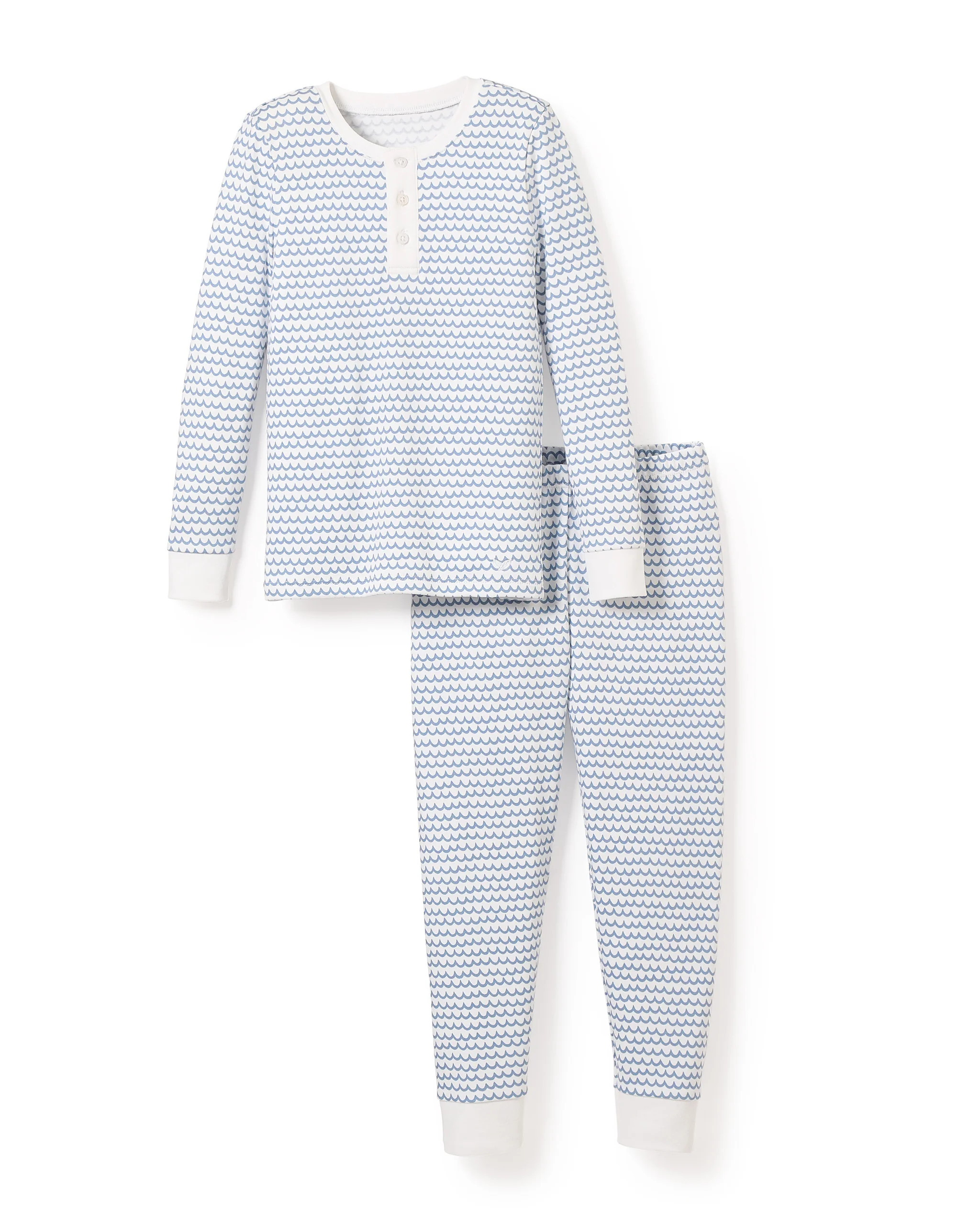 Kid's Pima Snug Fit Pajama Set in La Mer | Petite Plume