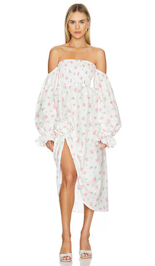 Sleeper Atlanta Linen Dress in Roses - White. Size L | Revolve Clothing (Global)