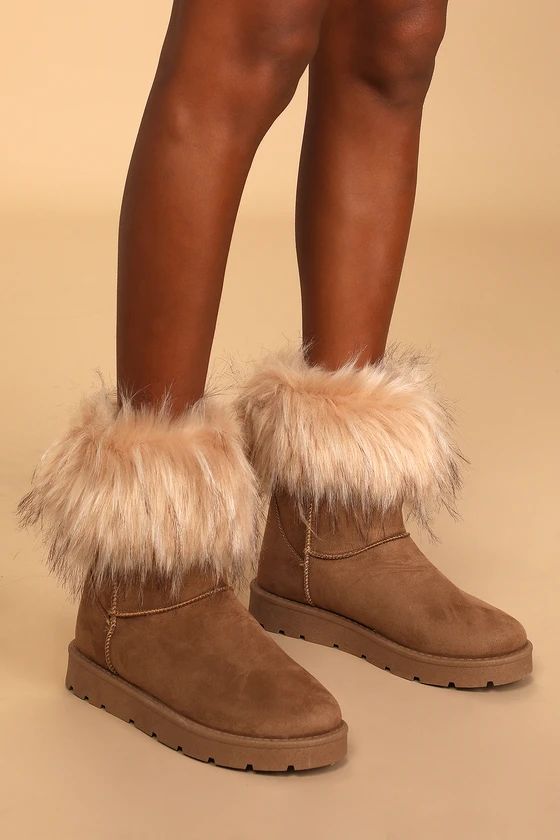 Sugar Hill Natural Suede Faux Fur Boots | Lulus (US)
