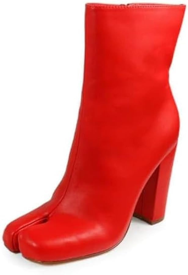 Liliana Mahomes-1 Womens Split Toe Tabi Boots Chunky Block Heel Ankle Booties | Amazon (US)