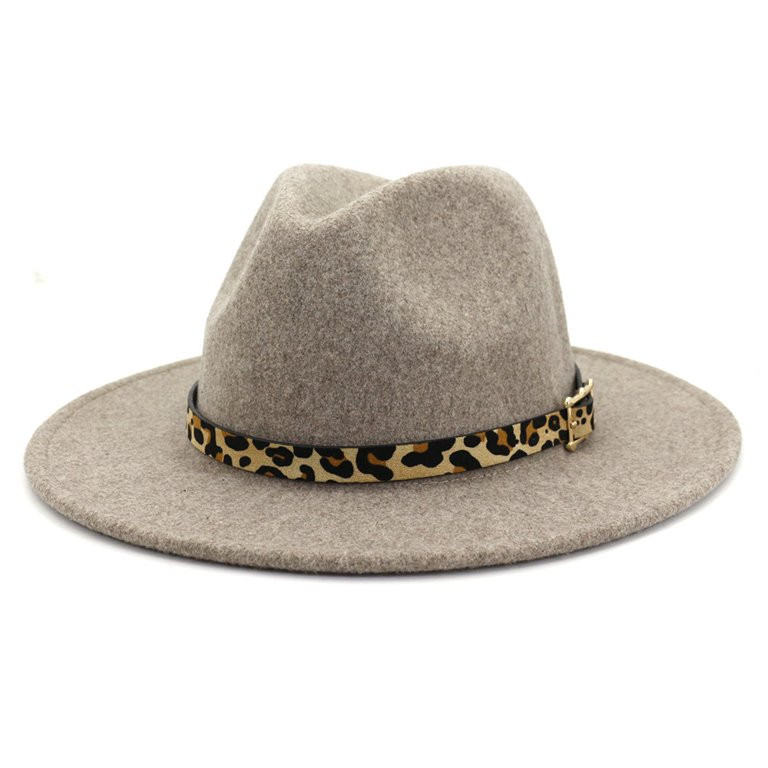 Doublju Women's Wool Fedora Panama Hat with Leopard Belt | Walmart (US)