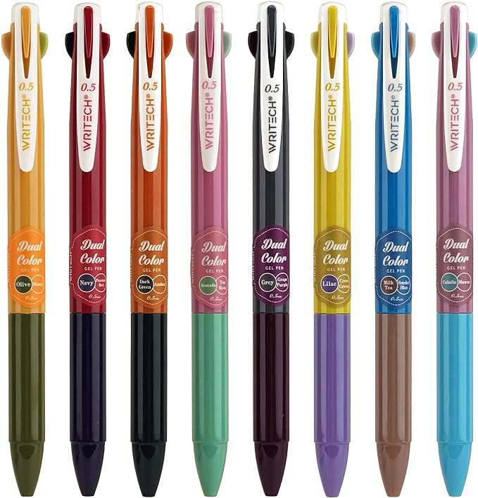 WRITECH Retractable Gel Ink Pens: Multi Colored 2 in 1 Colorful Click Pen Assorted Color 8ct Extr... | Amazon (US)