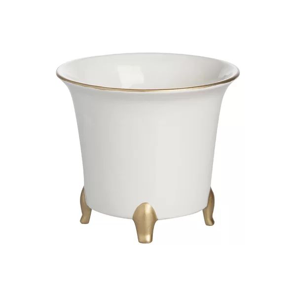 White / Gold Jaipur Ceramic Pot Planter | Wayfair North America