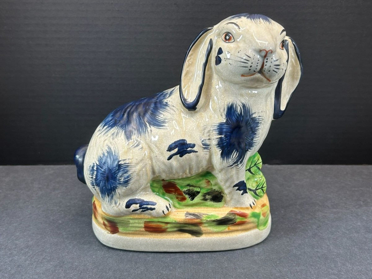 Staffordshire Hand-Painted Pottery Bunny Rabbit Figurine Vintage | eBay US