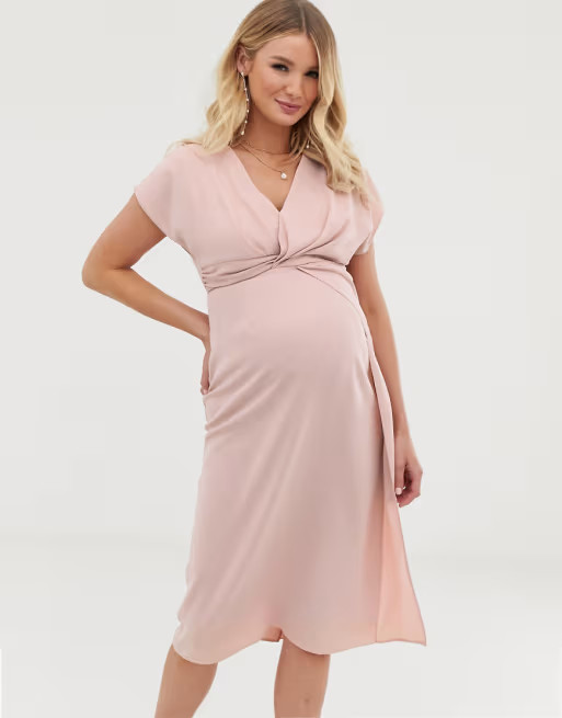 ASOS DESIGN Maternity twist and drape front midi dress | ASOS US