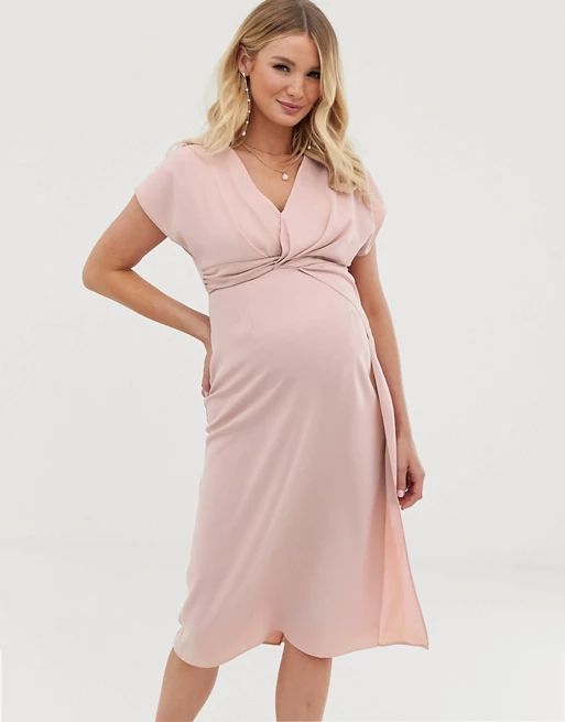 ASOS DESIGN Maternity twist and drape front midi dress | ASOS US