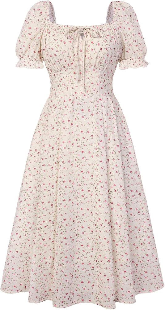 Belle Poque Floral Dress for Women 2026 Spring Summer Sundress Vintage Cottagecore Short Sleeve M... | Amazon (US)
