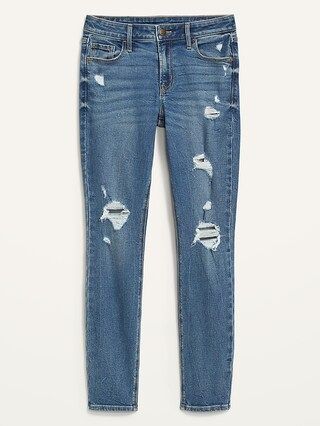 Mid-Rise Distressed Rockstar Super Skinny Jeans for Women | Old Navy (US)