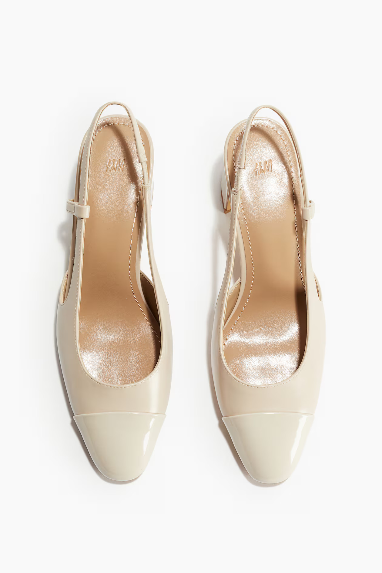 Block-heeled slingbacks - High heel - Light beige - Ladies | H&M GB | H&M (UK, MY, IN, SG, PH, TW, HK)