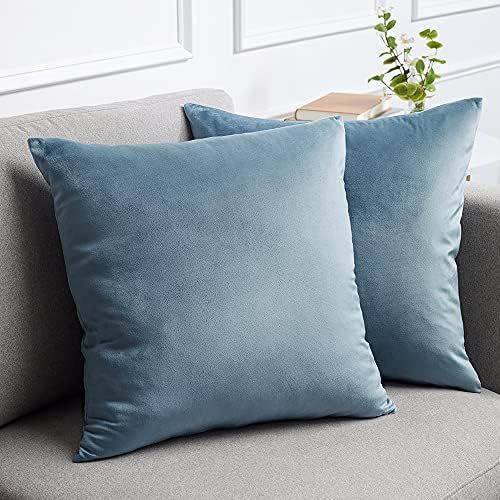 Stellhome Super Soft Velvet Square Throw Pillow Covers for Bed Couch Sofa Bench, 18 x 18 inch (45... | Amazon (US)